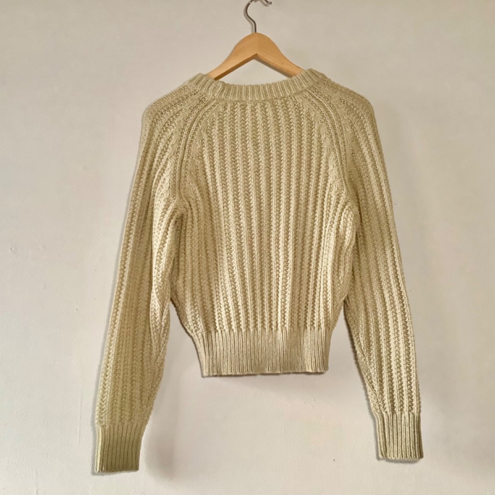 Uniqlo U Low Gauge Crew Neck Sweater Wool Blend Cropped Relaxed Light Green - Picture 2 of 4